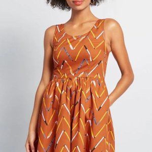 Modcloth Pen prin tA-line  dress